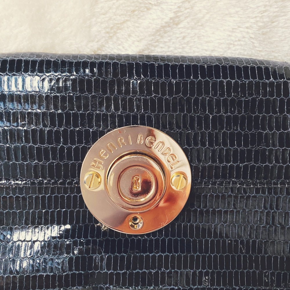 Henry Bendel Black Python Small Clutch - image 3